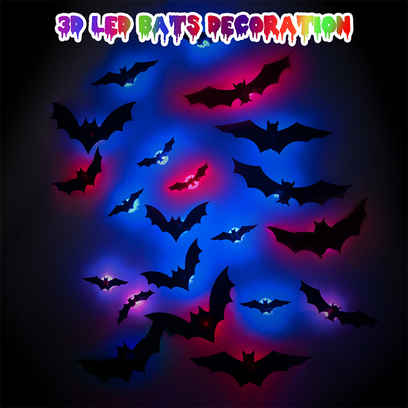 Cosplay Bat Prop - Stiker Dinding Kelelawar 3D Halloween Menyala