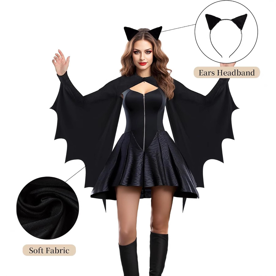 Cosplay Bat Prop - Kostum Halloween Dewasa Unisex, Cosplay Vampir,