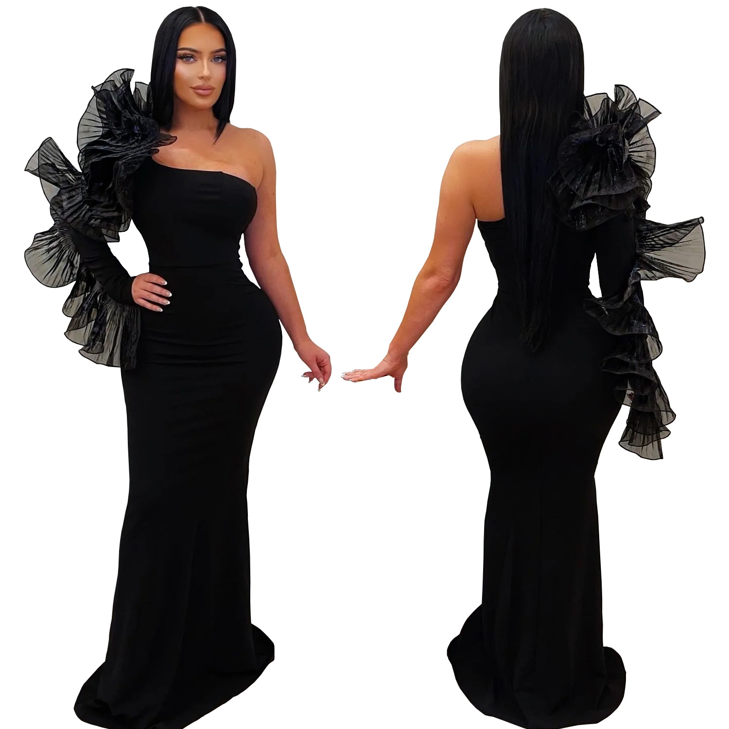 Gaun Malam Seksi Model Ruffle  - Briar Cosplay Prop ulasan dan harga